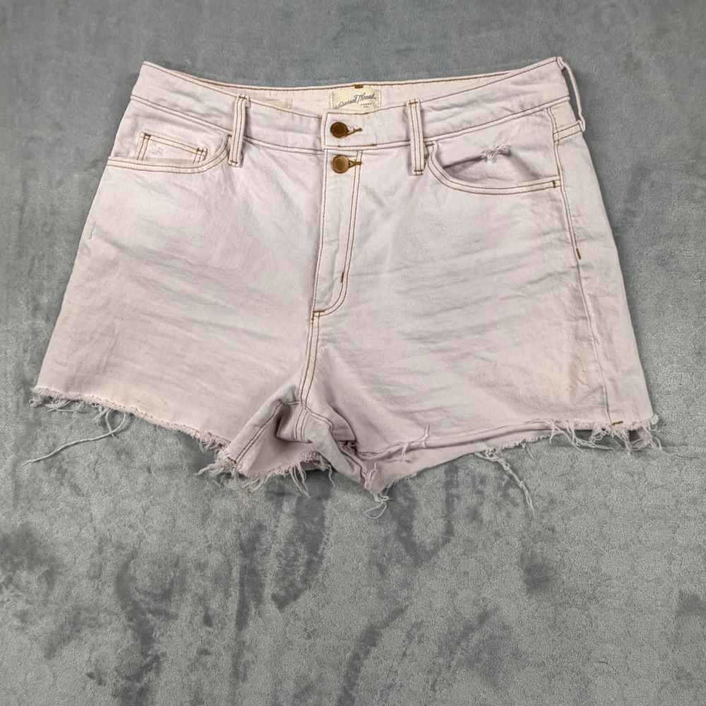 Universal Thread Midi Pink Denim Shorts Raw Hem Womens 12/31 High Rise